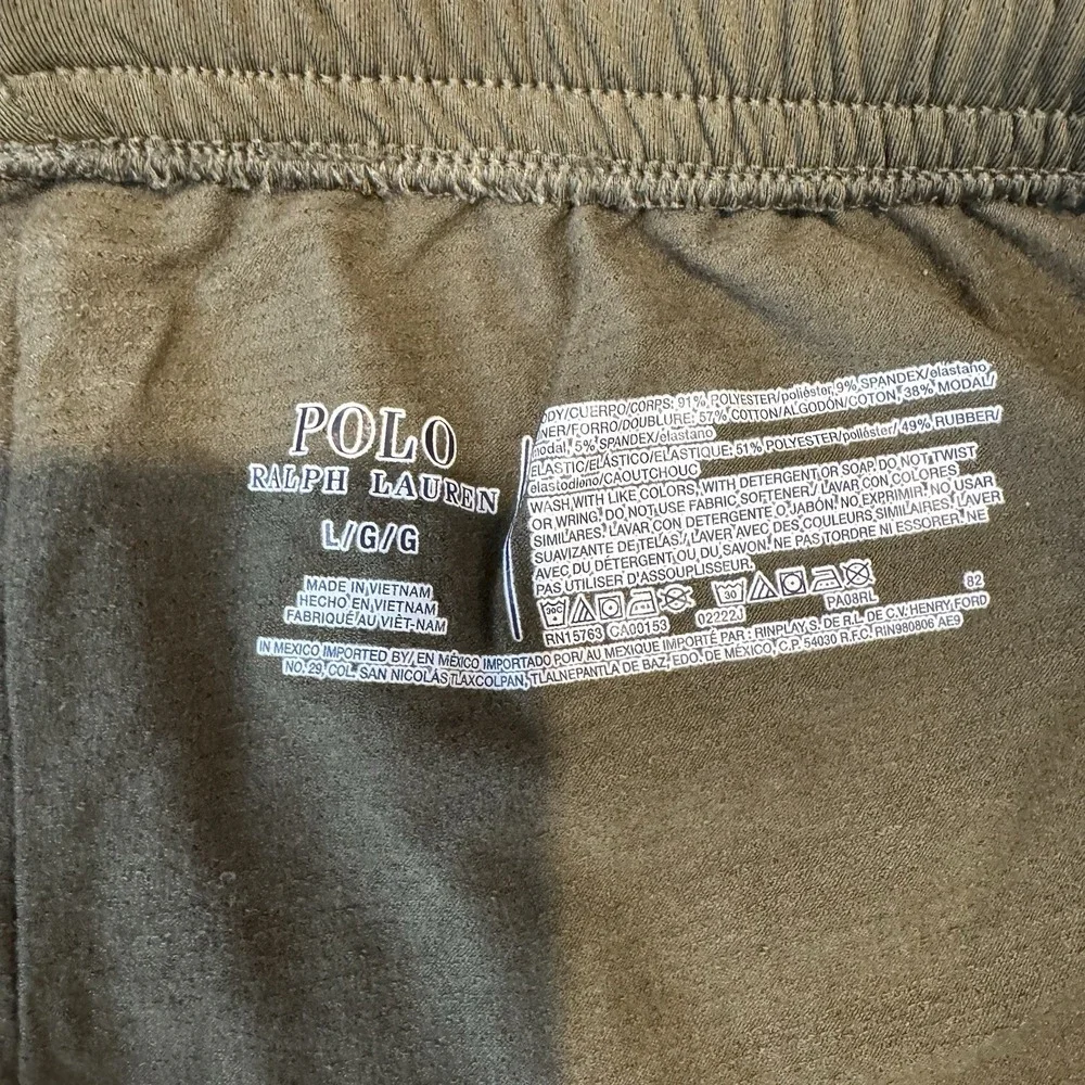 Polo Ralph Lauren Mesh Jogger Pants‎ Large Men's Olive Adjustable Waist Pockets